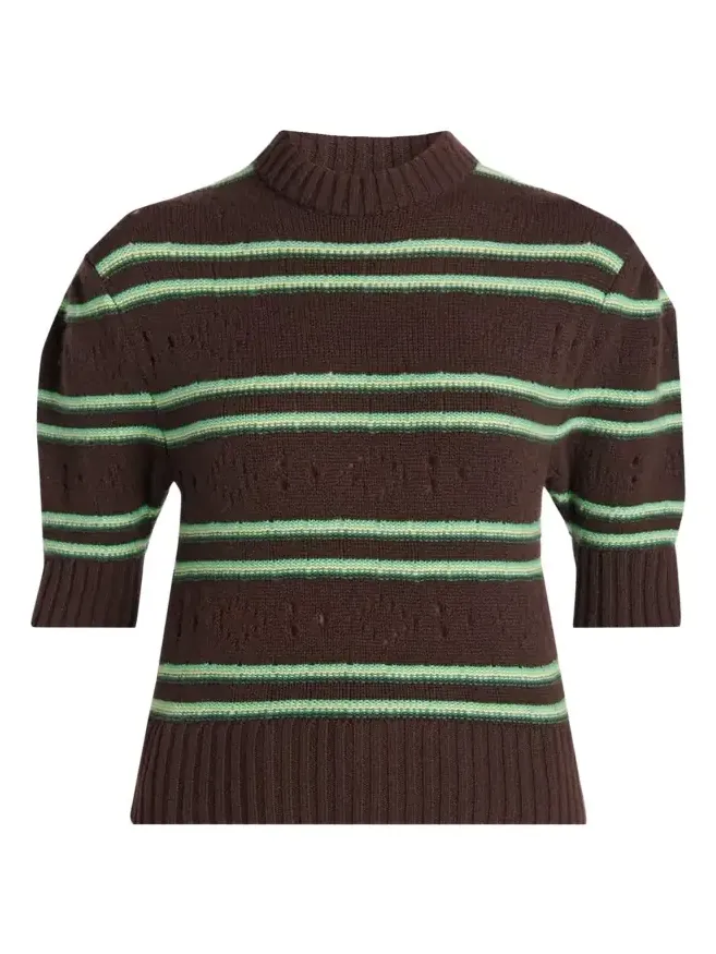 Cashmere Perforated Striped Sweater