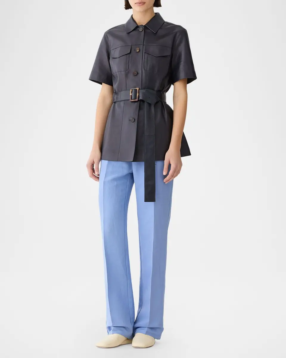 Lafayette 148 New York Belted Leather Jacket | Thumbnail 2