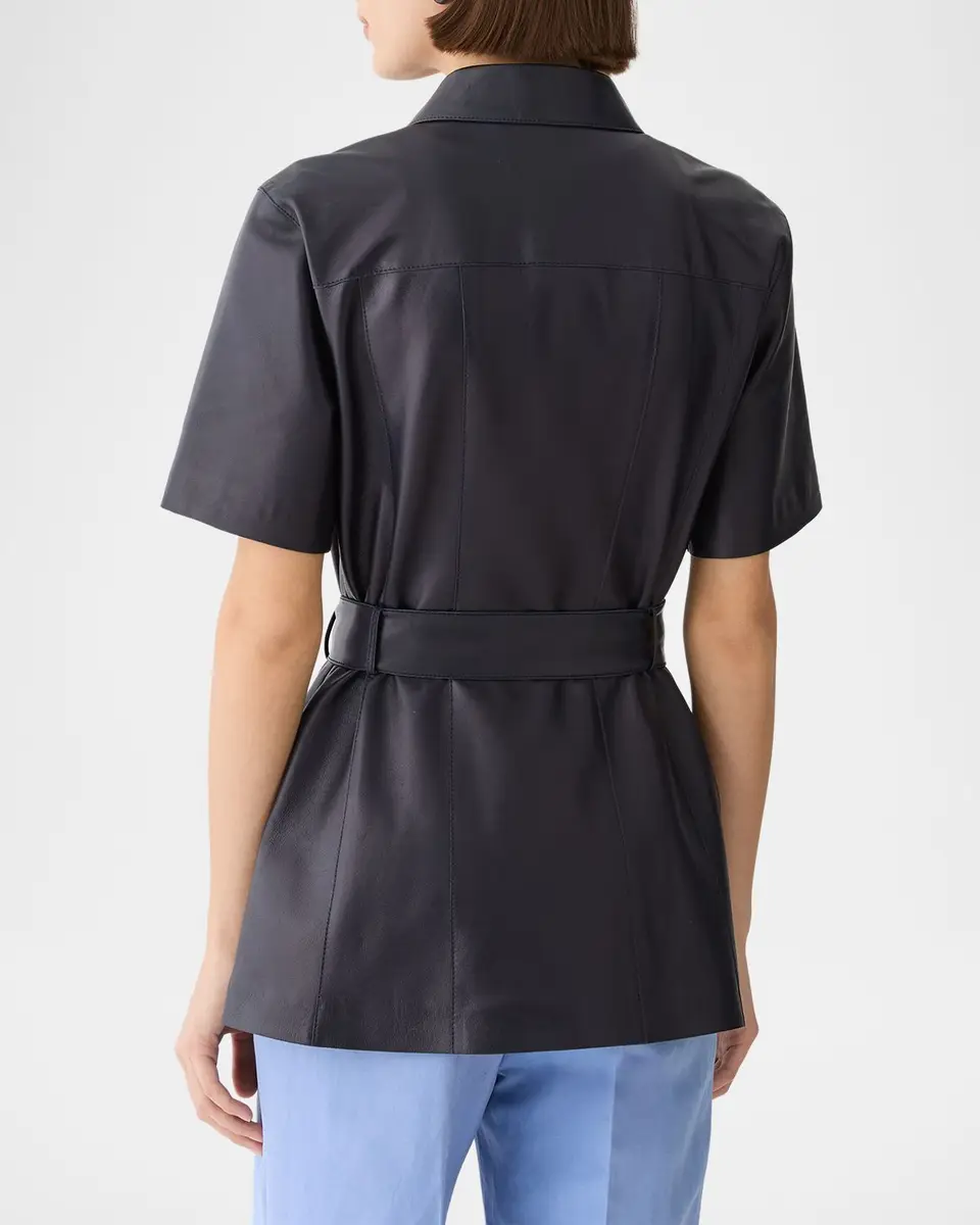 Lafayette 148 New York Belted Leather Jacket | Thumbnail 3