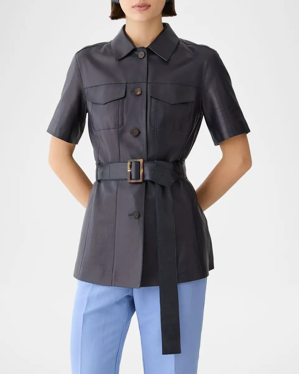 Lafayette 148 New York Belted Leather Jacket | Thumbnail 4