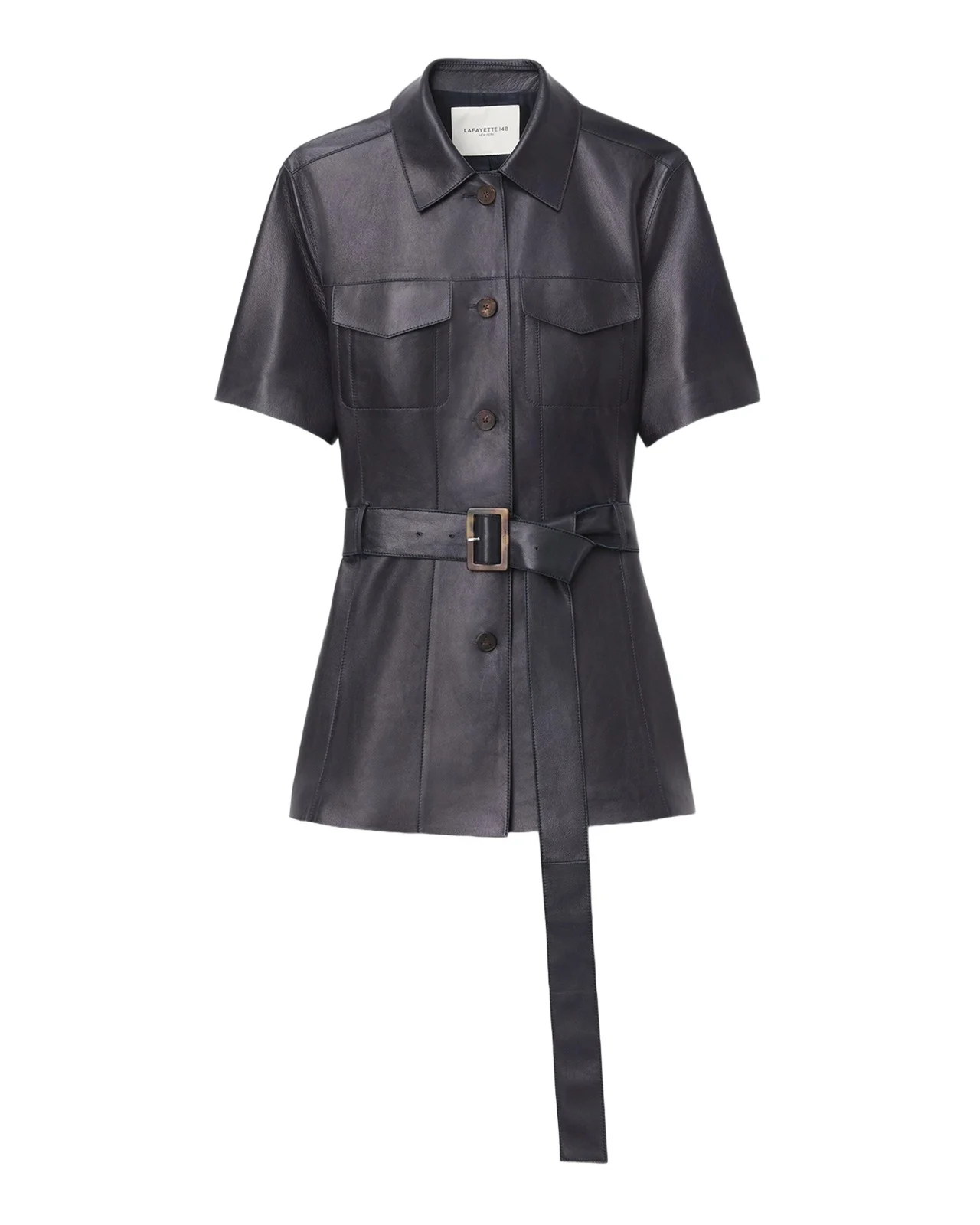 Lafayette 148 New York Belted Leather Jacket