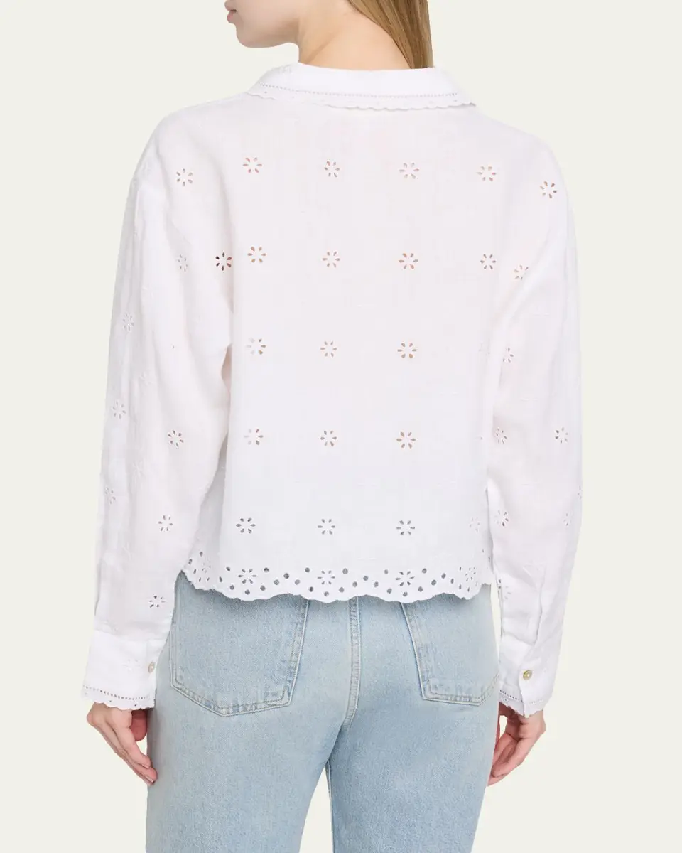 LoveShackFancy Delano Eyelet Linen Top | Thumbnail 3 LoveShackFancy Delano Eyelet Linen Top | Thumbnail 3