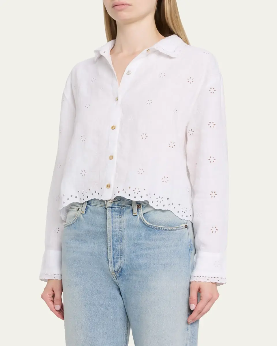 LoveShackFancy Delano Eyelet Linen Top | Thumbnail 4 LoveShackFancy Delano Eyelet Linen Top | Thumbnail 4