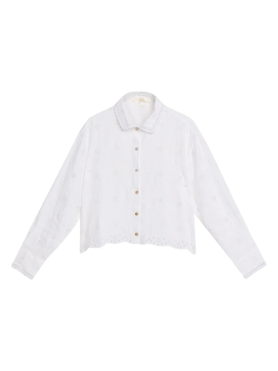 LoveShackFancy Delano Eyelet Linen Top