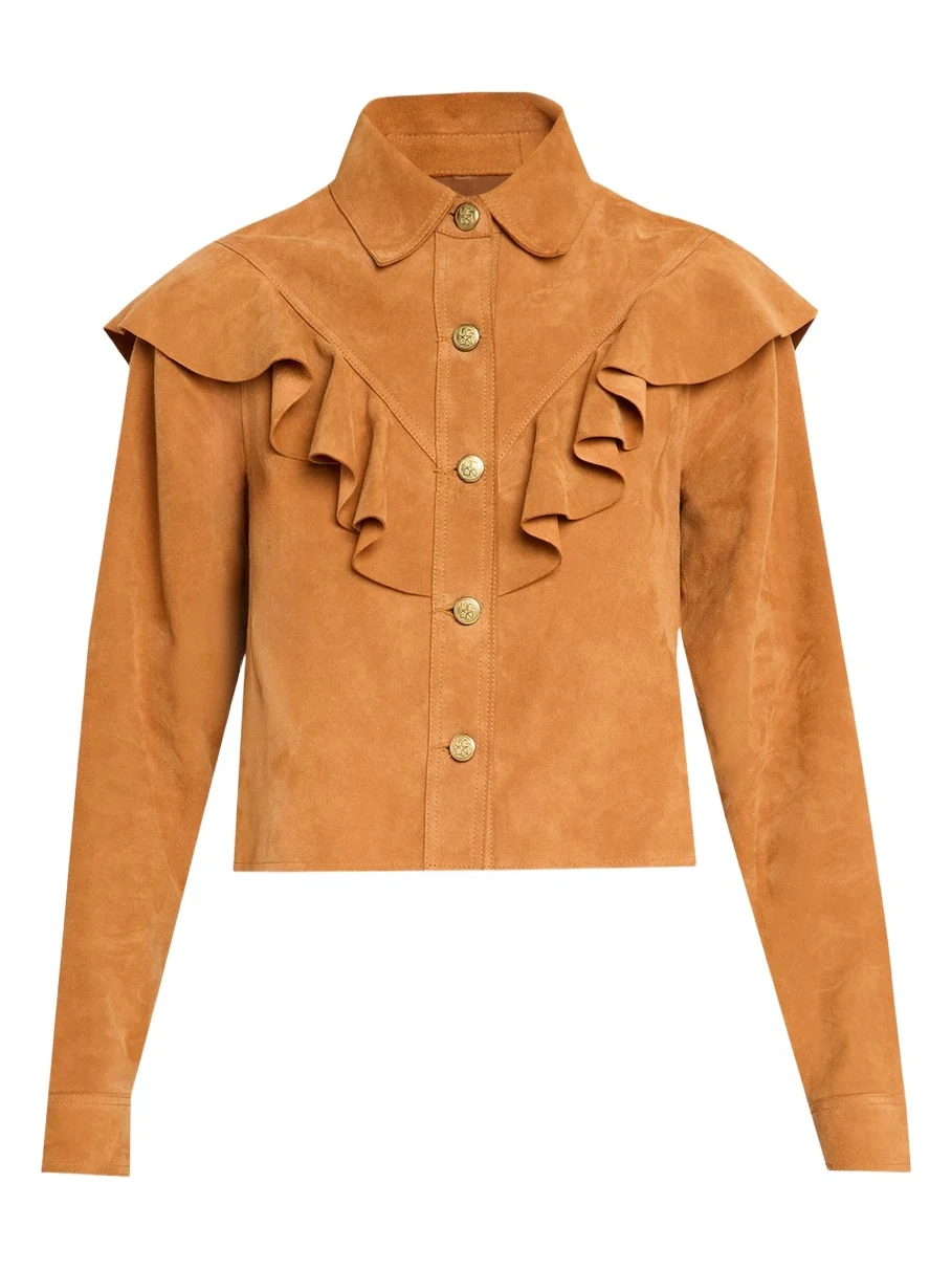 Matilde Ruffle Suede Jacket