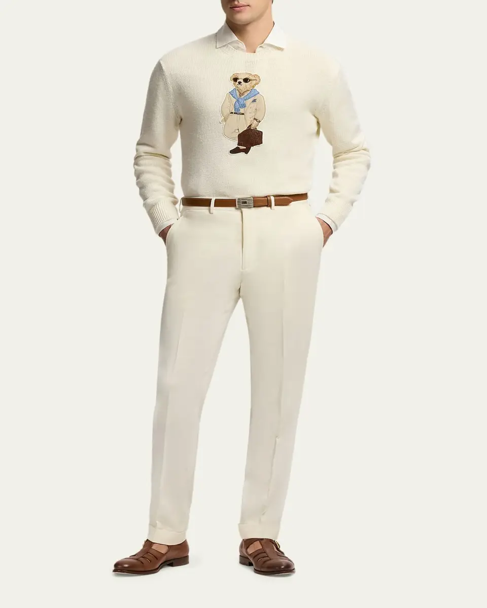 Ralph Lauren Purple Label Men's Silk Knit Polo Bear Crewneck Sweater | Thumbnail 2