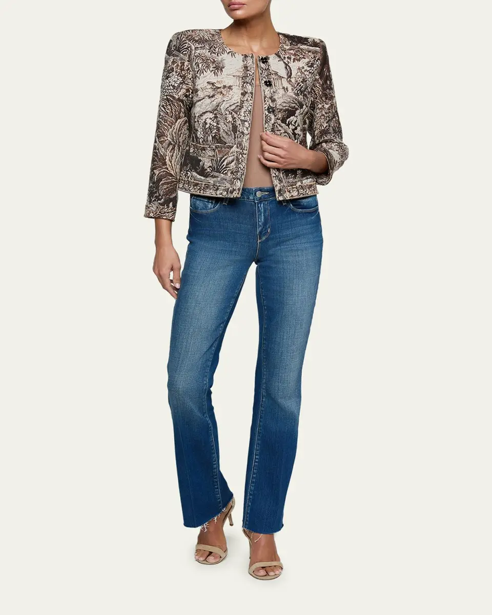 L'Agence Lian Collarless Tapestry Jacquard Jacket | Thumbnail 2 L'Agence Lian Collarless Tapestry Jacquard Jacket | Thumbnail 2