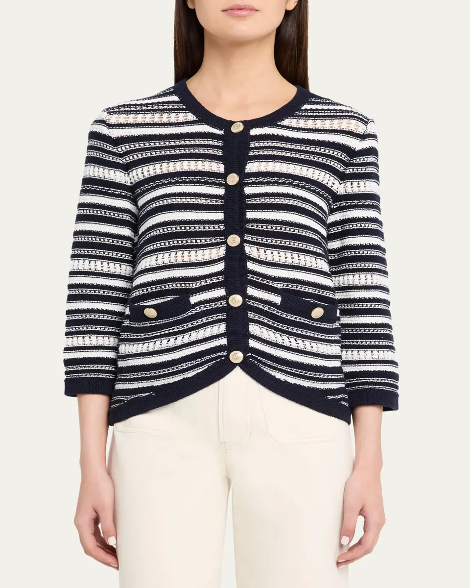 Veronica Beard Bellingham Stripe Knit Cardigan | Thumbnail 4 Veronica Beard Bellingham Stripe Knit Cardigan | Thumbnail 4