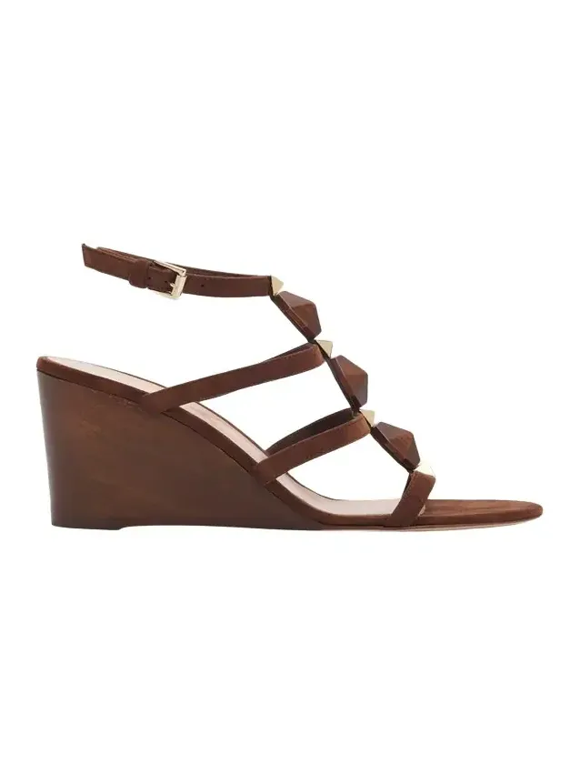 Gianvito Rossi 70mm Wooden Stud Suede Caged Sandals