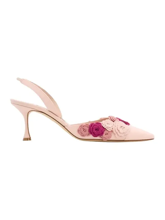 70mm Svemutasli Gala Floral Satin Slingback Pumps 70mm Svemutasli Gala Floral Satin Slingback Pumps