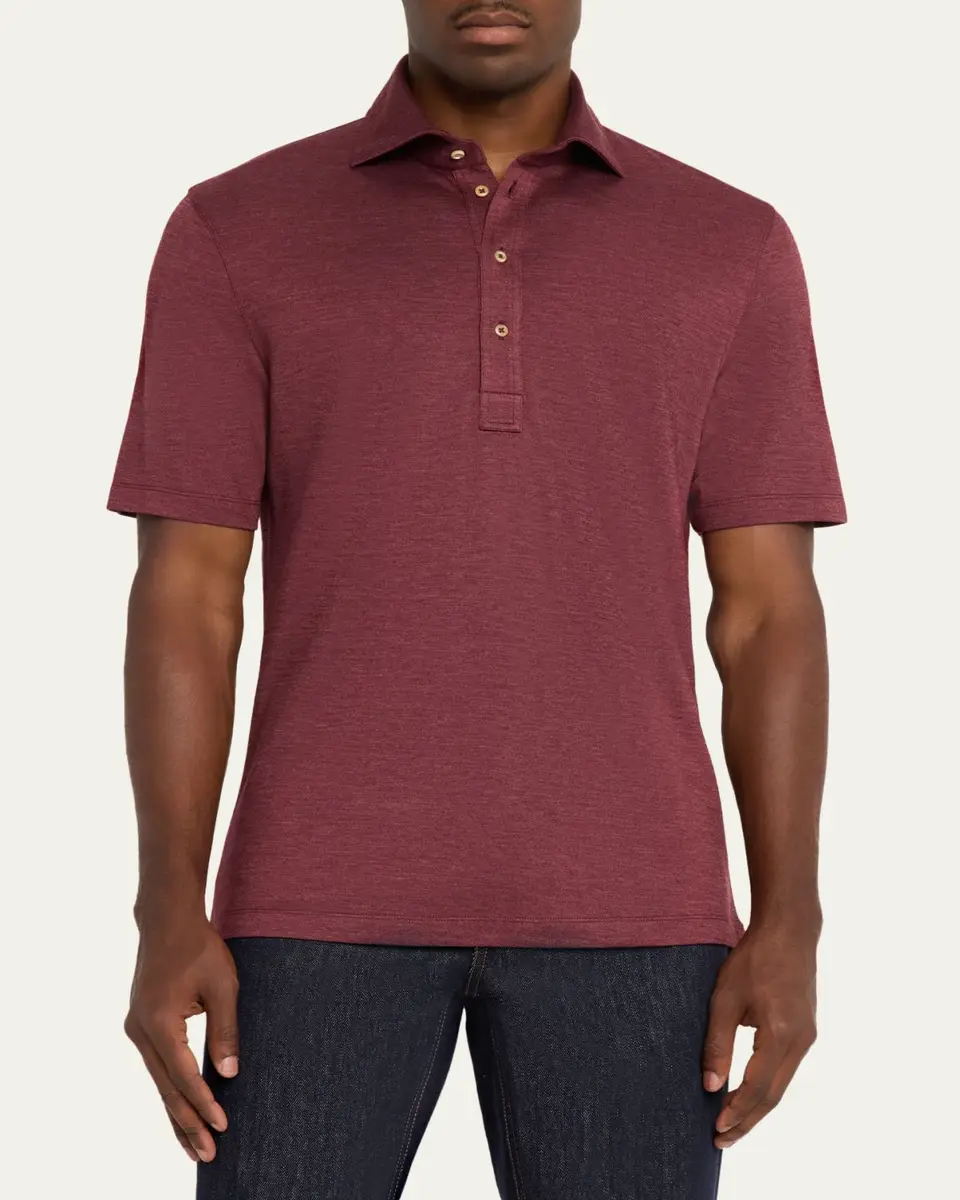 Brunello Cucinelli Men's Wool Blend Polo Shirt | Thumbnail 4
