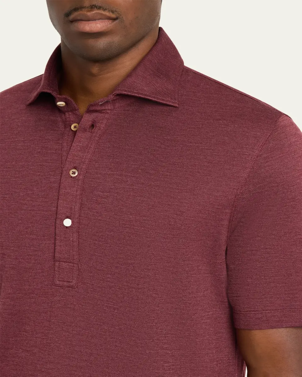 Brunello Cucinelli Men's Wool Blend Polo Shirt | Thumbnail 5