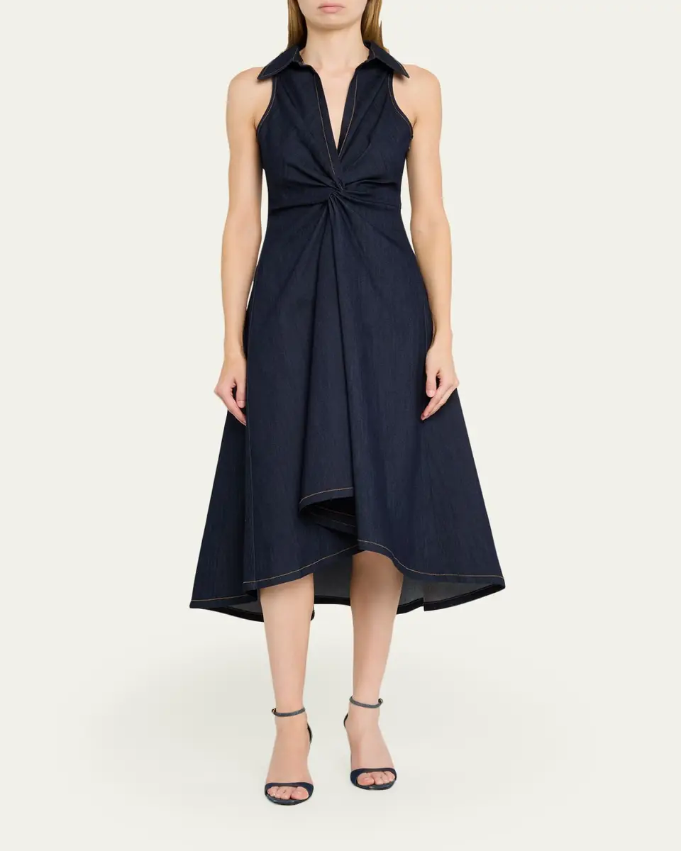 Cinq à Sept Sherri Twist-Front Denim Dress | Thumbnail 2 Cinq à Sept Sherri Twist-Front Denim Dress | Thumbnail 2