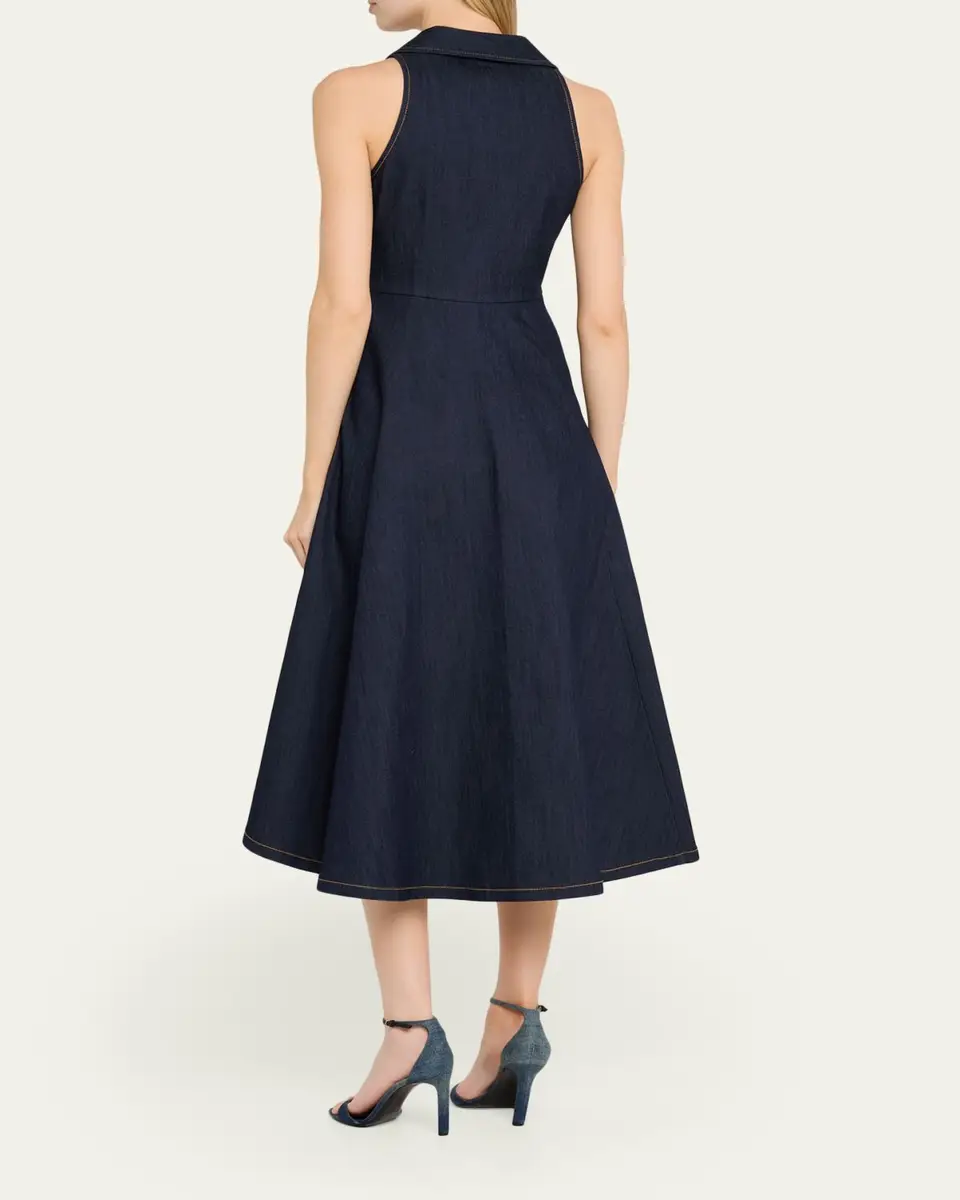 Cinq à Sept Sherri Twist-Front Denim Dress | Thumbnail 3 Cinq à Sept Sherri Twist-Front Denim Dress | Thumbnail 3