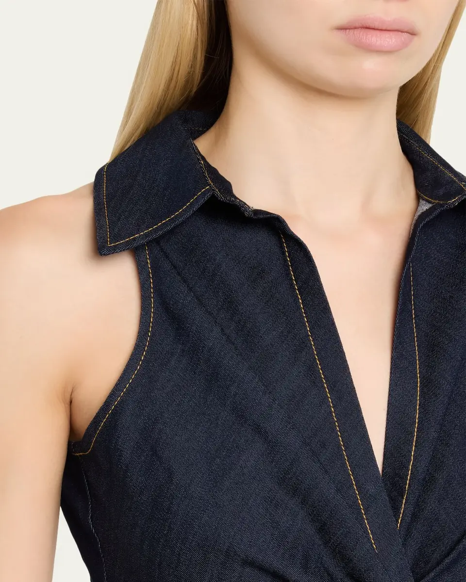Cinq à Sept Sherri Twist-Front Denim Dress | Thumbnail 5 Cinq à Sept Sherri Twist-Front Denim Dress | Thumbnail 5