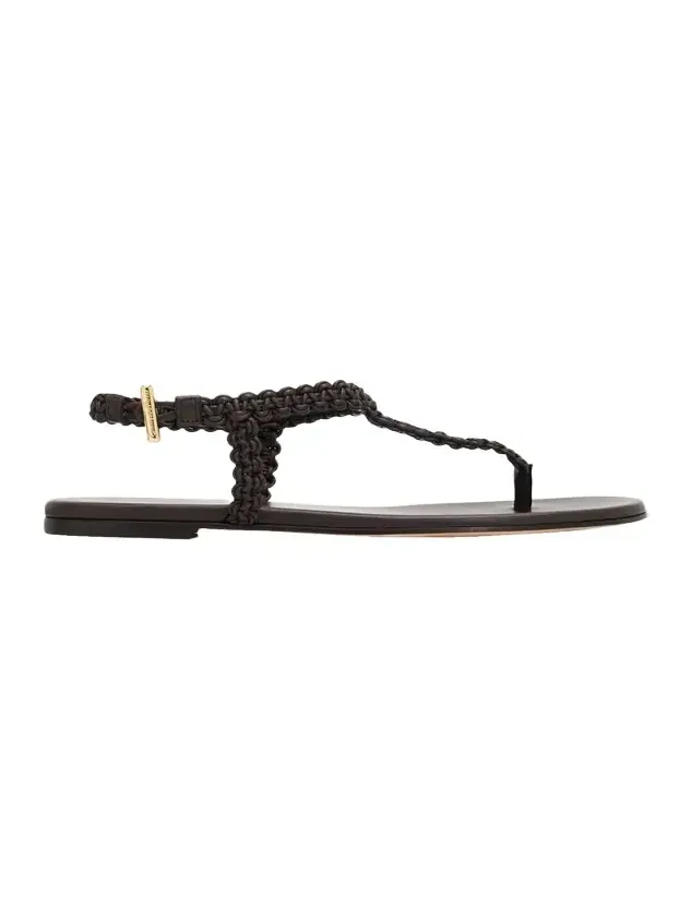 Braided Nappa Leather Flat Thong Sandals Braided Nappa Leather Flat Thong Sandals