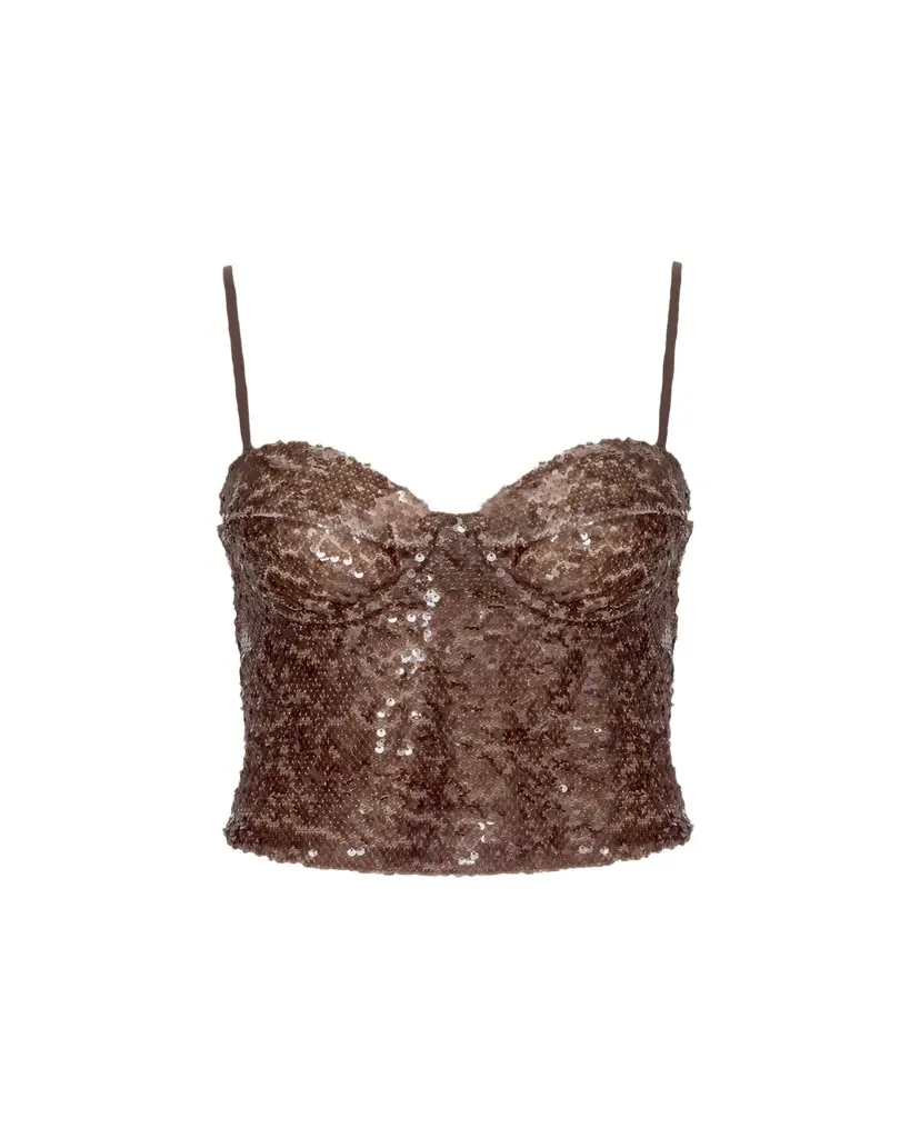 L'Agence Lior Sequined Bralette Top | Image 1 L'Agence Lior Sequined Bralette Top | Image 1