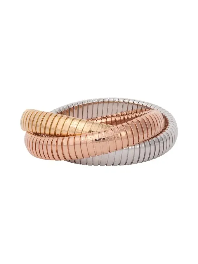 SIDNEY GARBER 18K Yellow, White and Rose Gold Rolling Bracelet