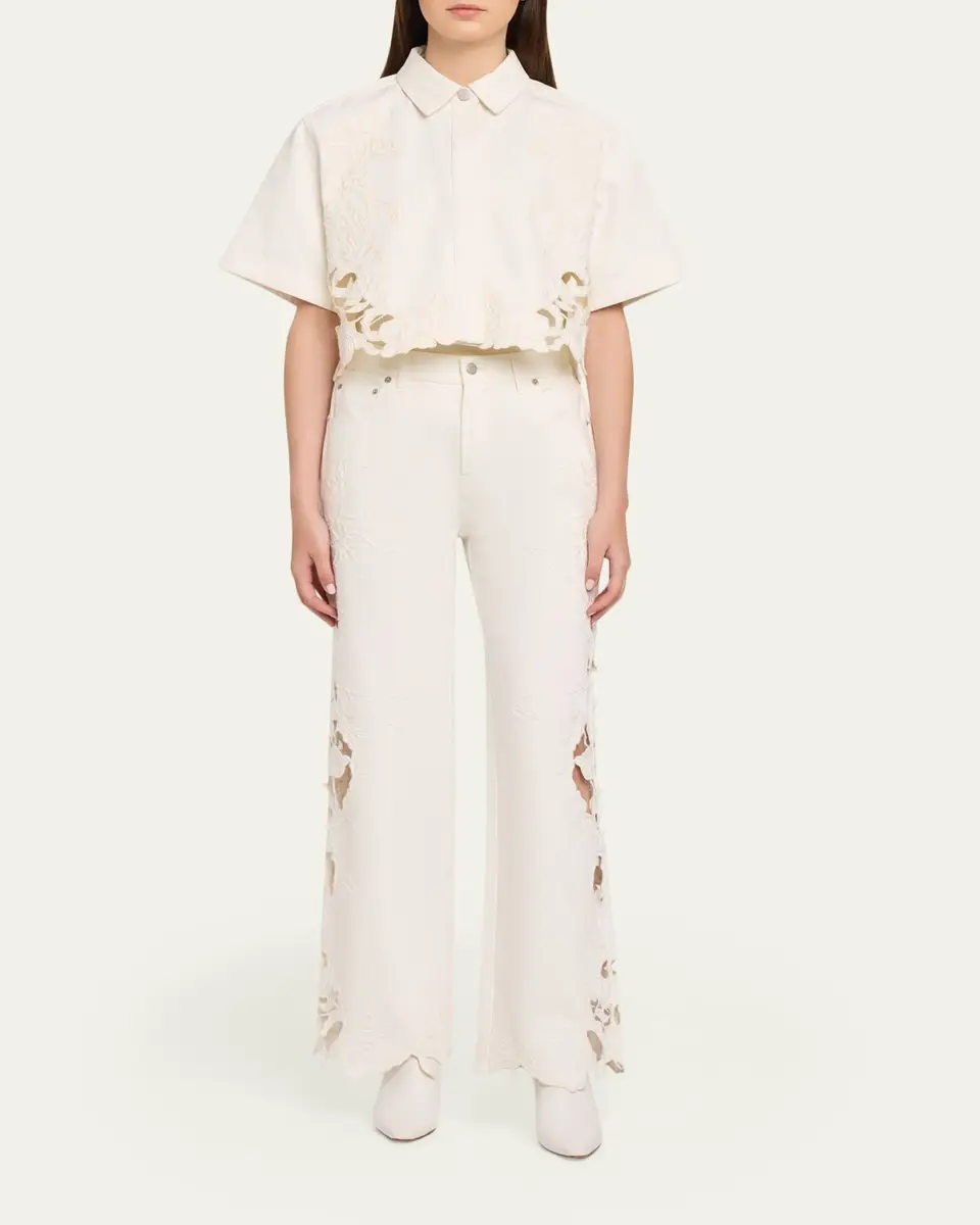 Simkhai Porter Floral Embroidered Jeans | Thumbnail 2 Simkhai Porter Floral Embroidered Jeans | Thumbnail 2