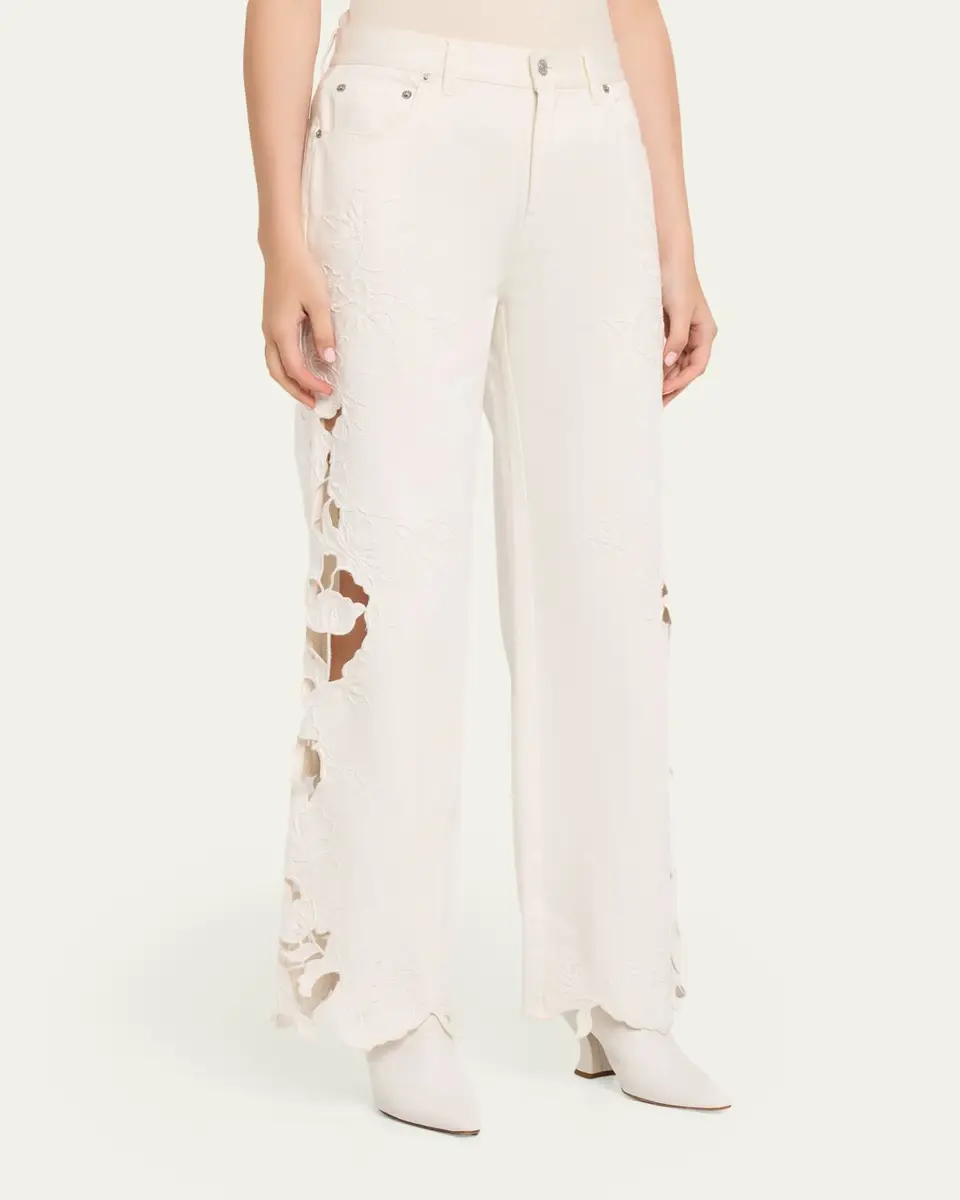 Simkhai Porter Floral Embroidered Jeans | Thumbnail 4 Simkhai Porter Floral Embroidered Jeans | Thumbnail 4