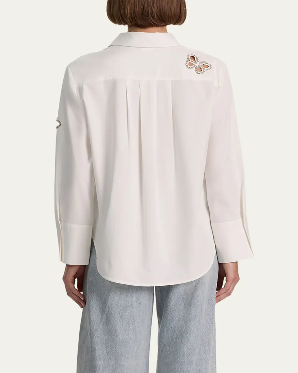 Alice + Olivia Finely Embellished Cutout Button-Front Shirt | Thumbnail 3 Alice + Olivia Finely Embellished Cutout Button-Front Shirt | Thumbnail 3
