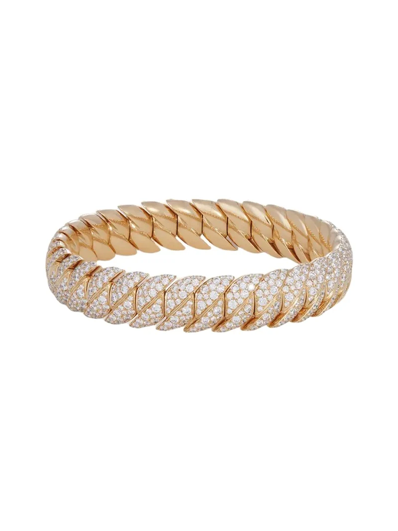 SIDNEY GARBER 18K Yellow Gold Narrow Wave Link Bracelet with Diamonds