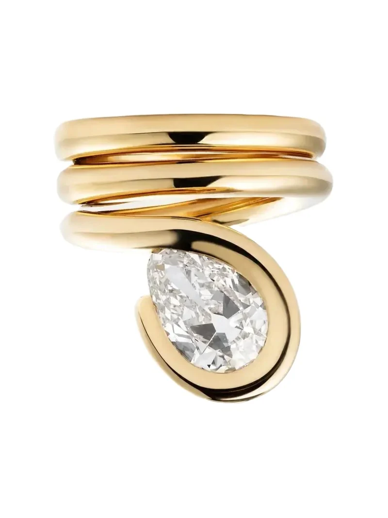 14K Coiled Lasso Ring with Diamond