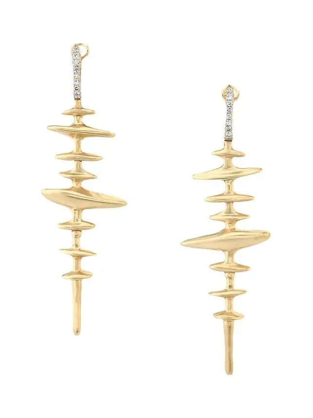 18K Yellow Gold Chrona Totem Earrings with Diamonds