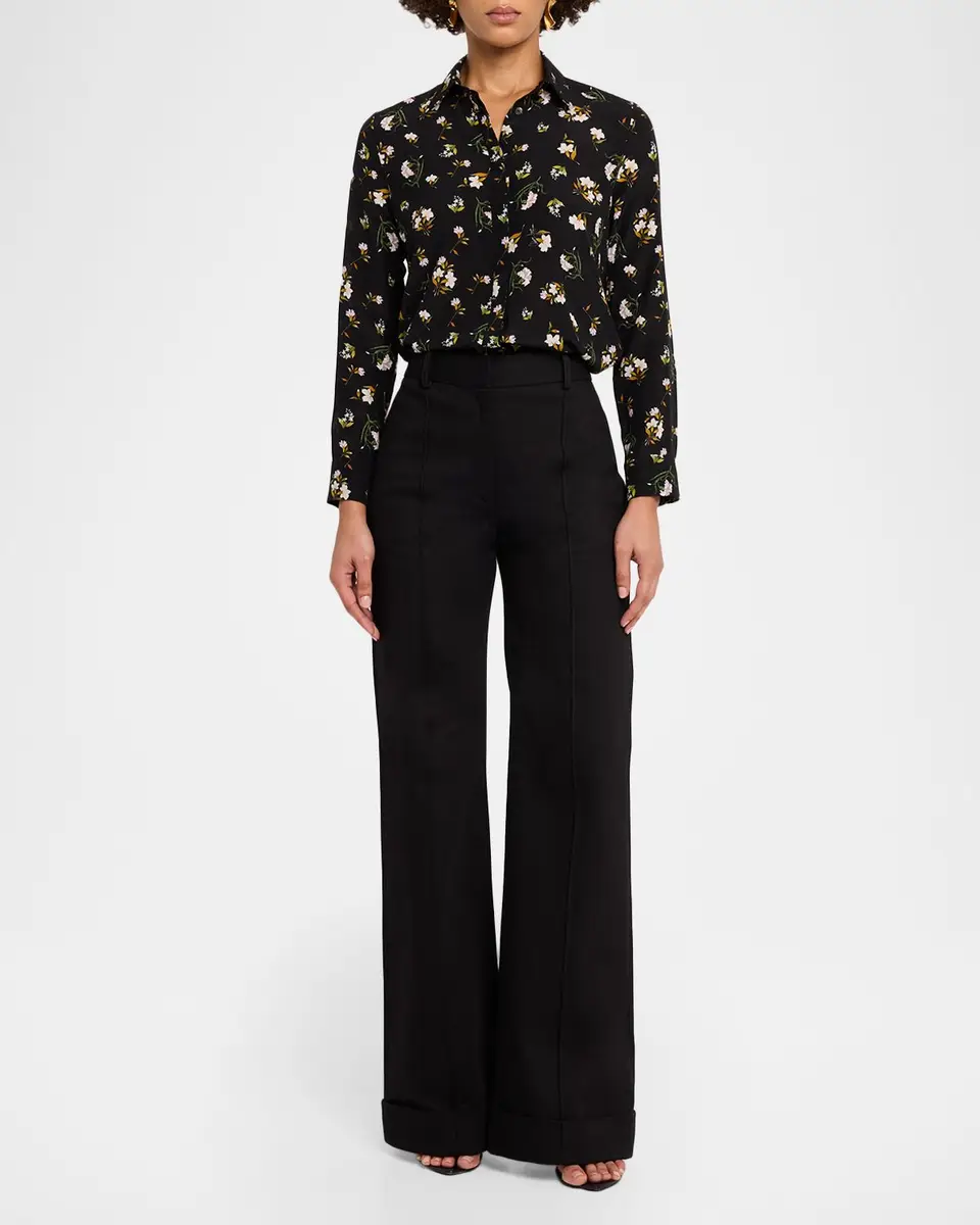 Adam Lippes Mathias Floral Silk Crepe De Chine Button-Down Shirt | Thumbnail 2 Adam Lippes Mathias Floral Silk Crepe De Chine Button-Down Shirt | Thumbnail 2