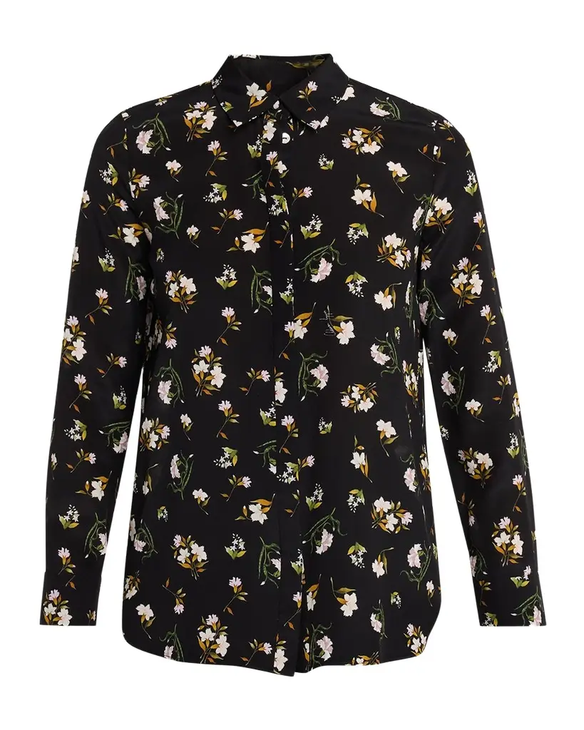 Adam Lippes Mathias Floral Silk Crepe De Chine Button-Down Shirt | Image 1 Adam Lippes Mathias Floral Silk Crepe De Chine Button-Down Shirt | Image 1