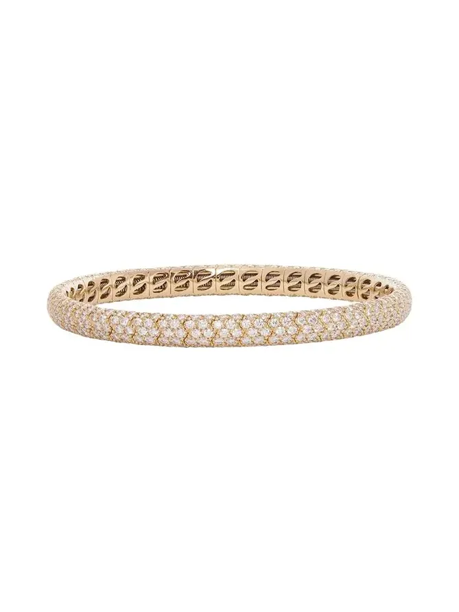18K Yellow Gold Diamond Narrow Pave Stretch Bracelet