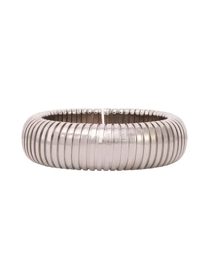 18K White Gold Domed Cuff Bracelet