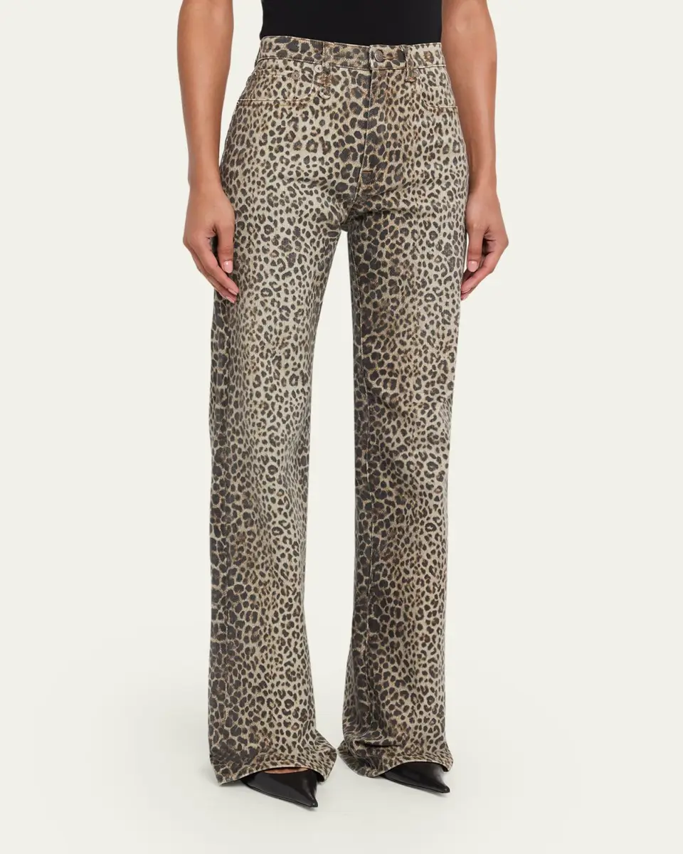 R13 Jane Wide-Leg Leopard Jeans | Thumbnail 4