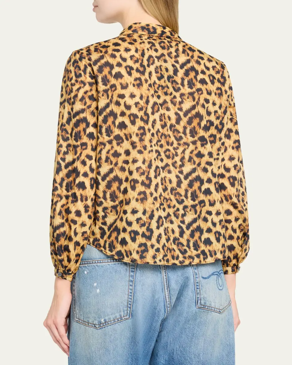 R13 Leopard-Print Cotton Ruffle Blouse | Thumbnail 3