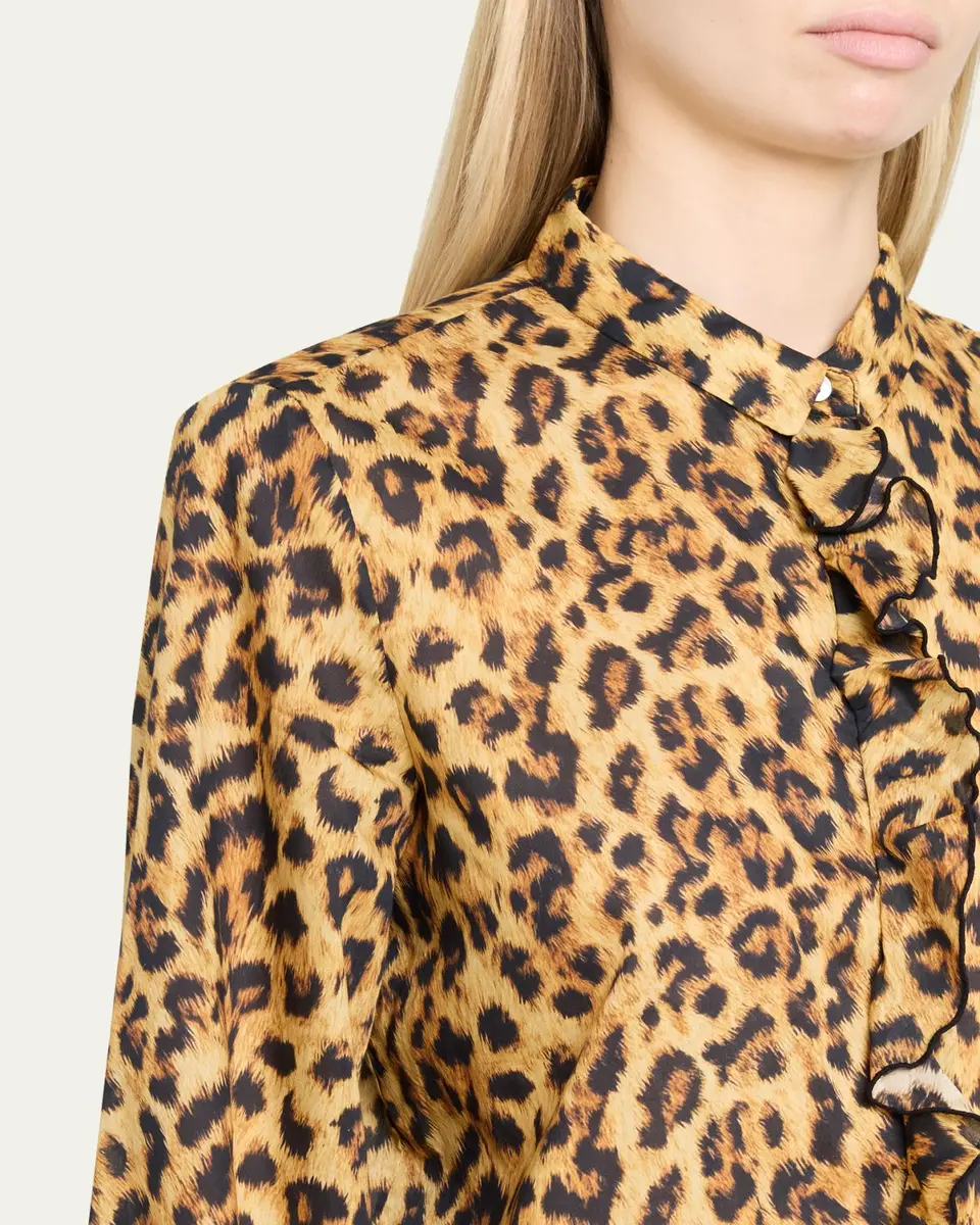 R13 Leopard-Print Cotton Ruffle Blouse | Thumbnail 5