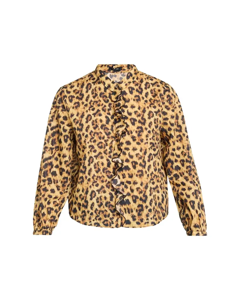 R13 Leopard-Print Cotton Ruffle Blouse | Image 1 R13 Leopard-Print Cotton Ruffle Blouse | Image 1