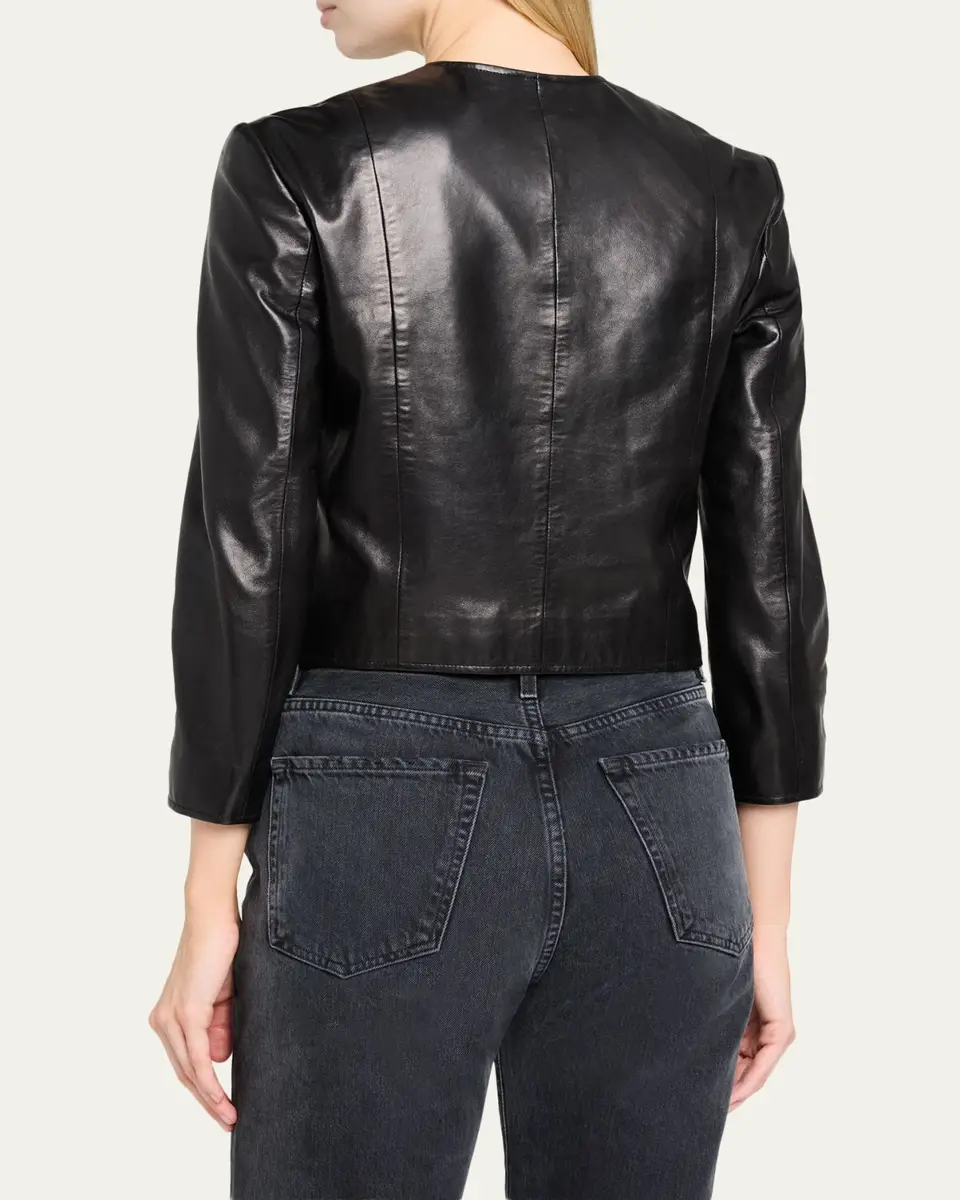 R13 Front-Snap Leather Jacket | Thumbnail 3 R13 Front-Snap Leather Jacket | Thumbnail 3