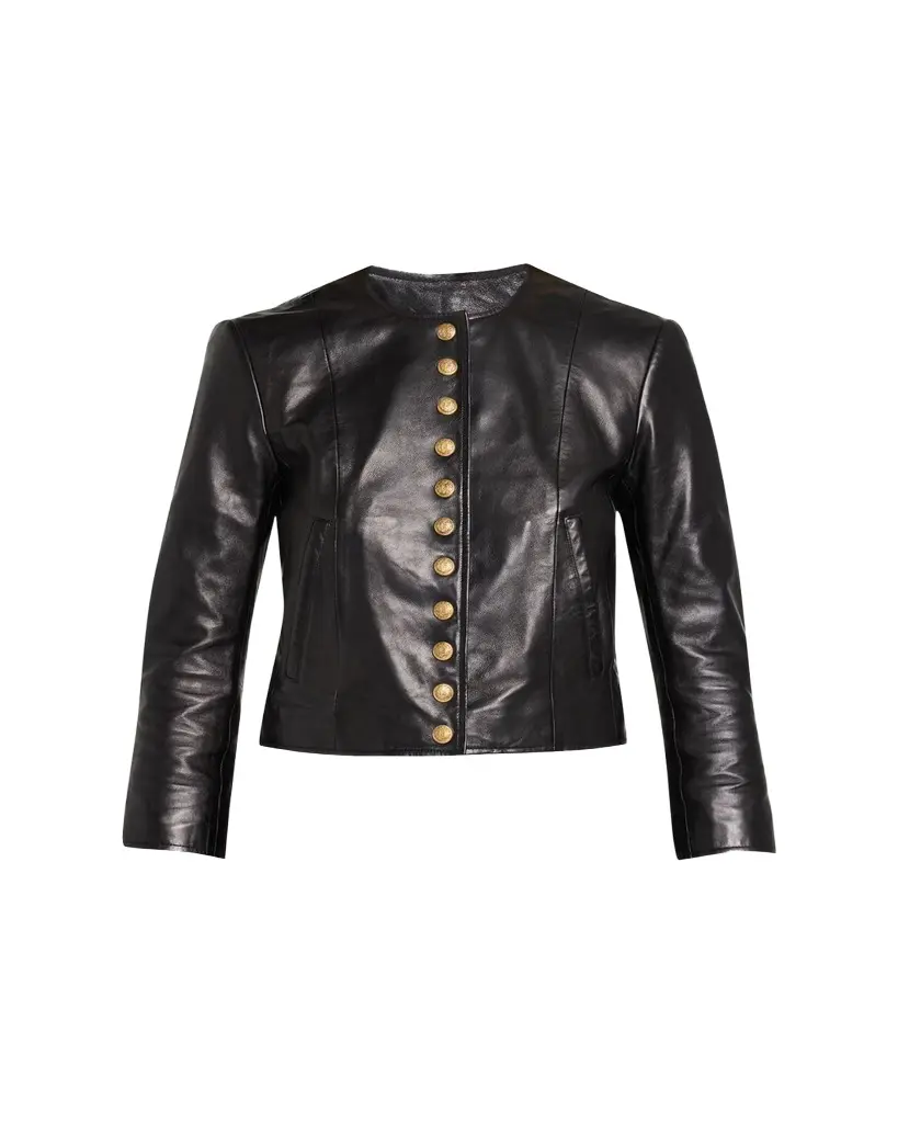 R13 Front-Snap Leather Jacket | Image 1 R13 Front-Snap Leather Jacket | Image 1