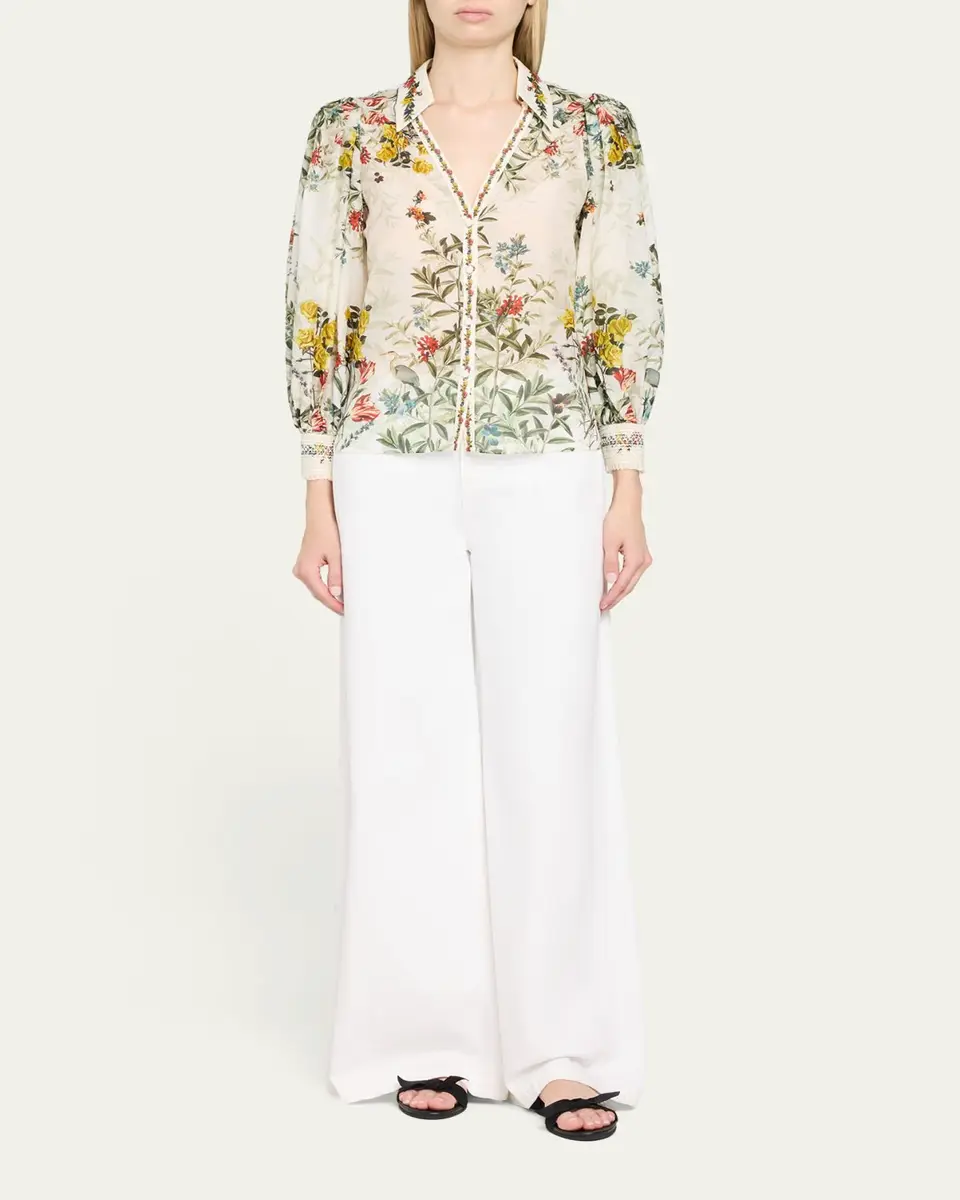 Alice + Olivia Charis Floral Button-Front Blouse | Thumbnail 2 Alice + Olivia Charis Floral Button-Front Blouse | Thumbnail 2