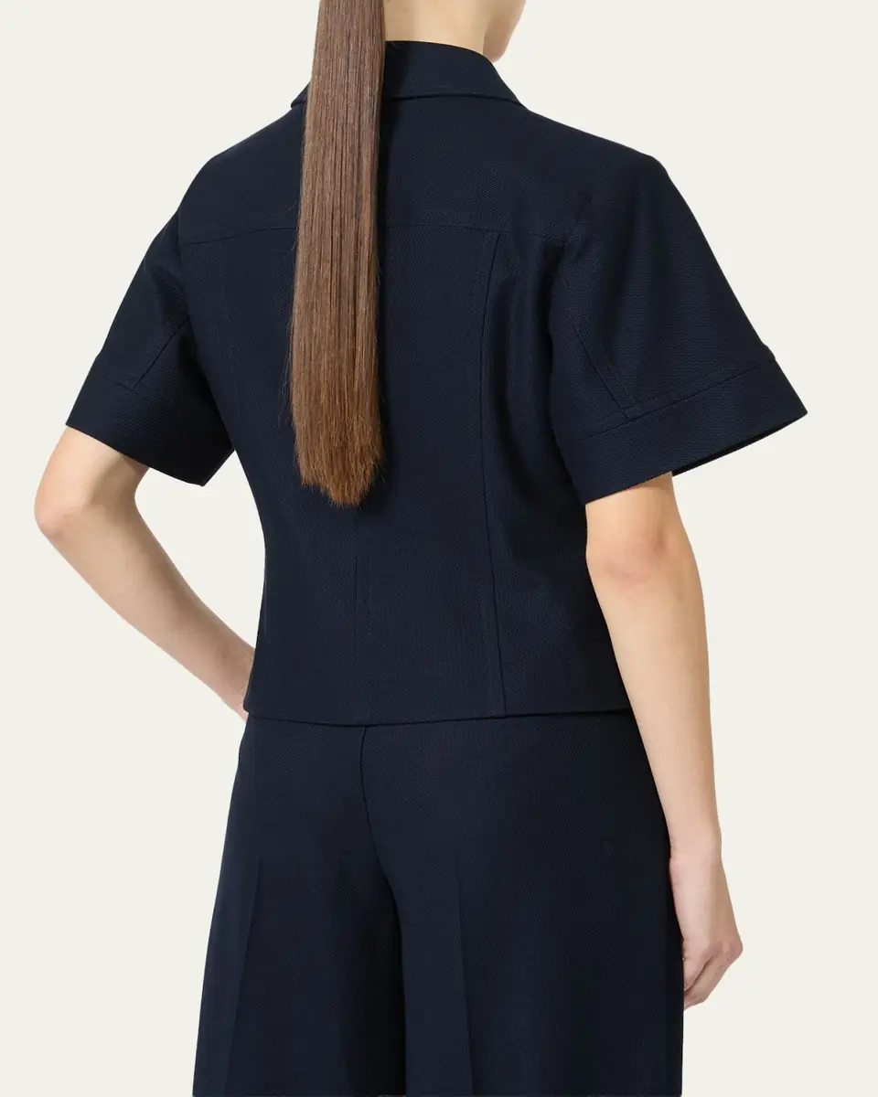 Max Mara Risorsa Short-Sleeve Pique Shirt Jacket | Thumbnail 3
