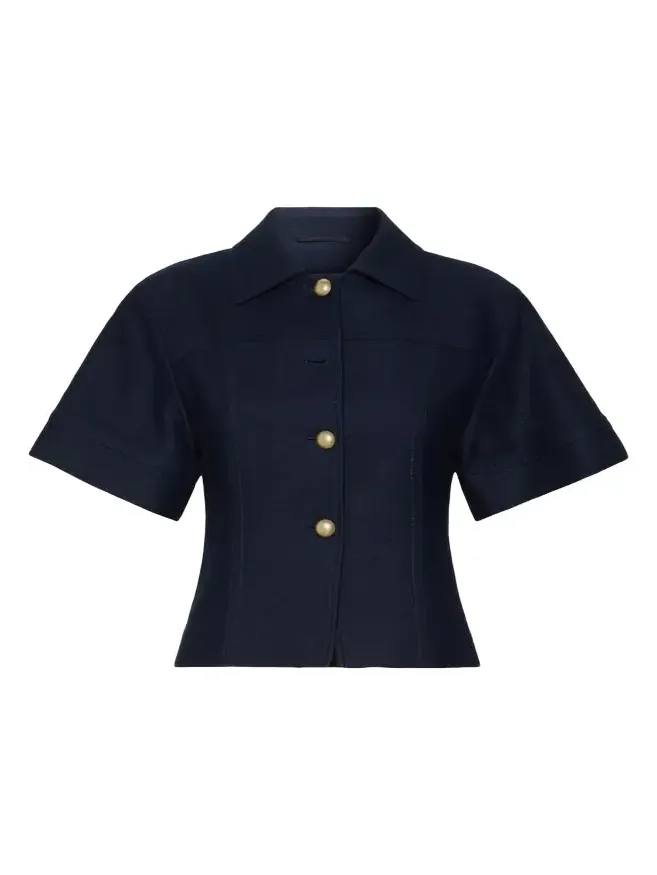 Max Mara Risorsa Short-Sleeve Pique Shirt Jacket