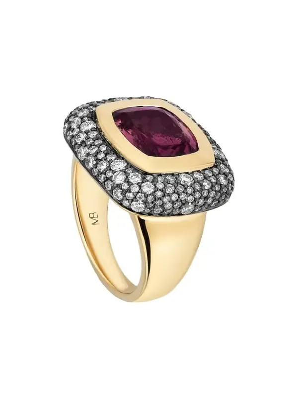Mason and Books 14K Large Floret Ring with East-West Rubellite and Diamonds