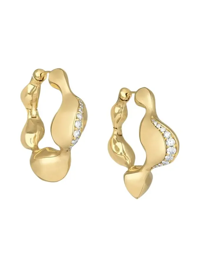 18K Yellow Gold Cayrn Diamond Hoop Earrings 18K Yellow Gold Cayrn Diamond Hoop Earrings