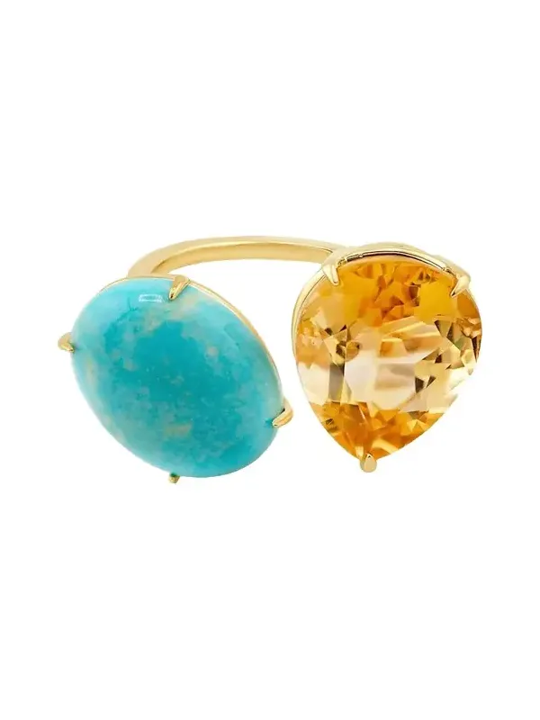 14K Nevada Mona Lisa Turquoise and Citrine Ring 14K Nevada Mona Lisa Turquoise and Citrine Ring