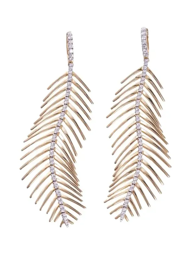 Feathers That Move Earrings with Diamond Spine