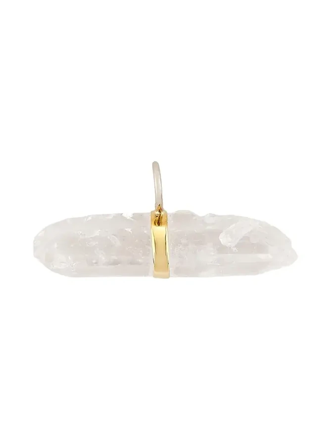 14K Crystal Quartz Bar Charm