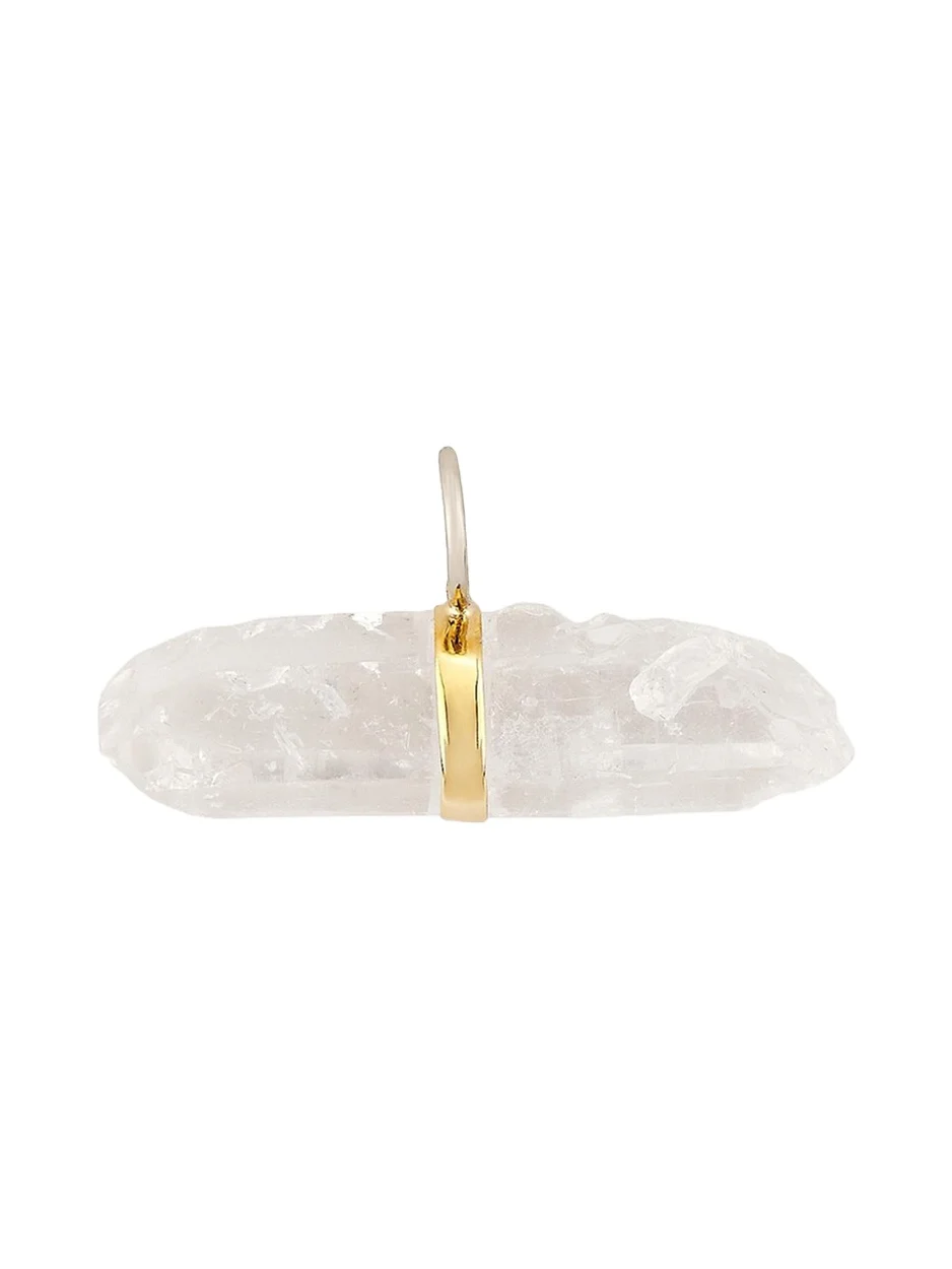 14K Crystal Quartz Bar Charm 14K Crystal Quartz Bar Charm