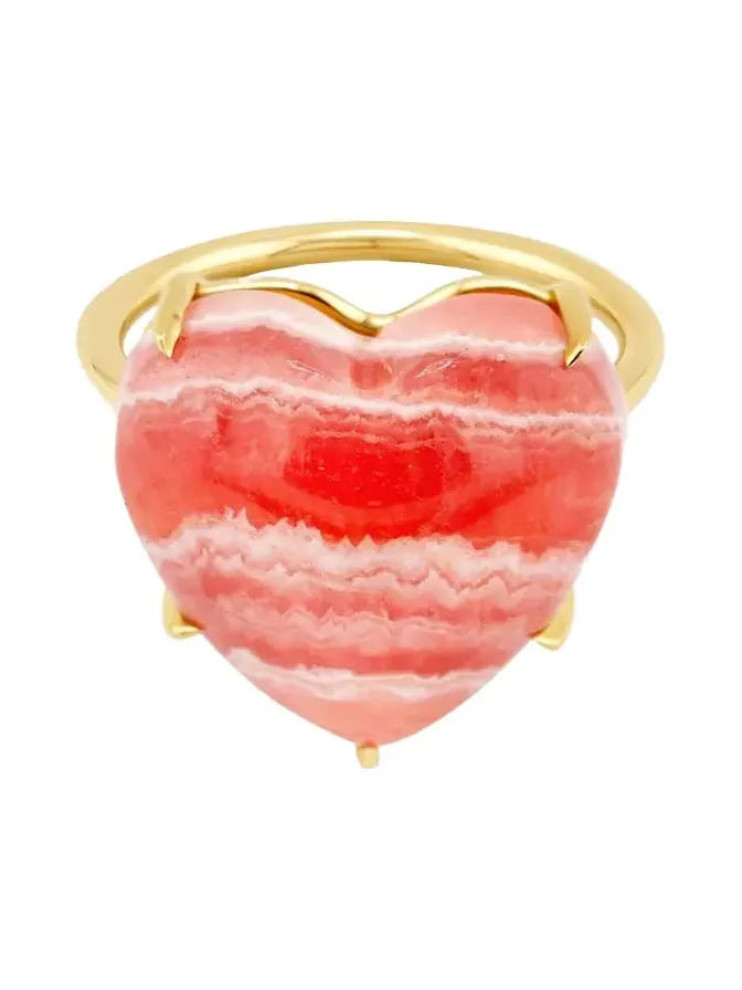 14K Rhodochrosite Heart Ring