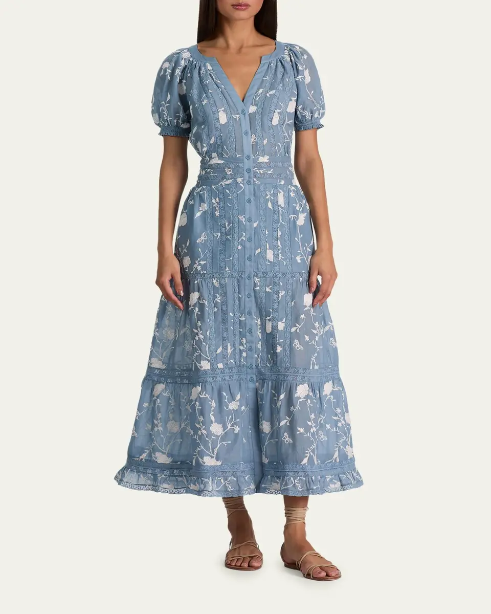 Alice + Olivia Kathryn Lace-Trim Midi Shirtdress | Thumbnail 2 Alice + Olivia Kathryn Lace-Trim Midi Shirtdress | Thumbnail 2