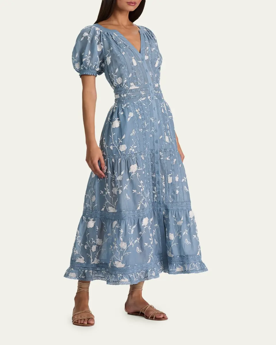 Alice + Olivia Kathryn Lace-Trim Midi Shirtdress | Thumbnail 4 Alice + Olivia Kathryn Lace-Trim Midi Shirtdress | Thumbnail 4